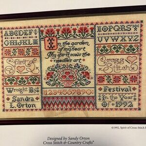 1992 Spirit of Cross Stitch Festival Commemorative Sampler Cross Stitch VTG